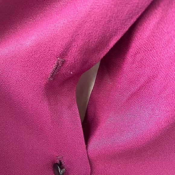 Vintage 70s Cranberry Crepe Dagger Barrymore Collar Blouse XS - Picture 7 of 8